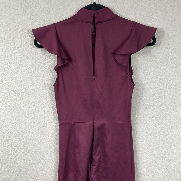 Amanda Uprichard Davina Ruffle Mock Neck Flare Jumpsuit Merlot Burgundy Sz XS - Picture 6 of 12